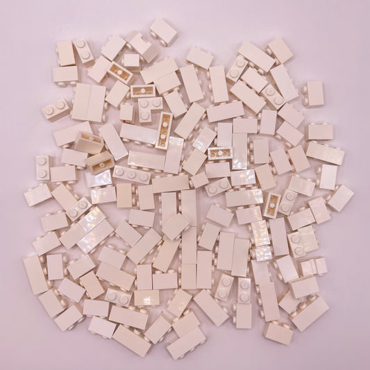 LEGO Brick, 1x Wide, Short, White, Approx. 130g