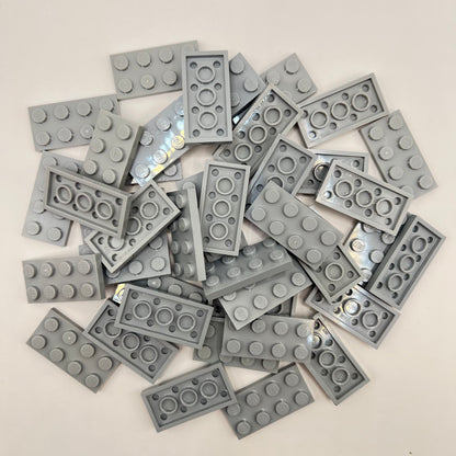 LEGO Plates, 2x4, Light Bluish Grey, 40 Pieces