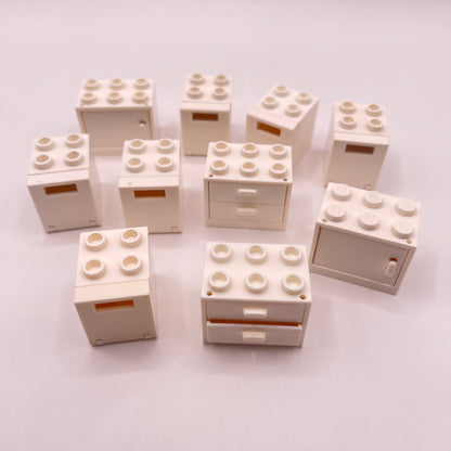 LEGO White, Cabinets / Drawers, 10 Pieces