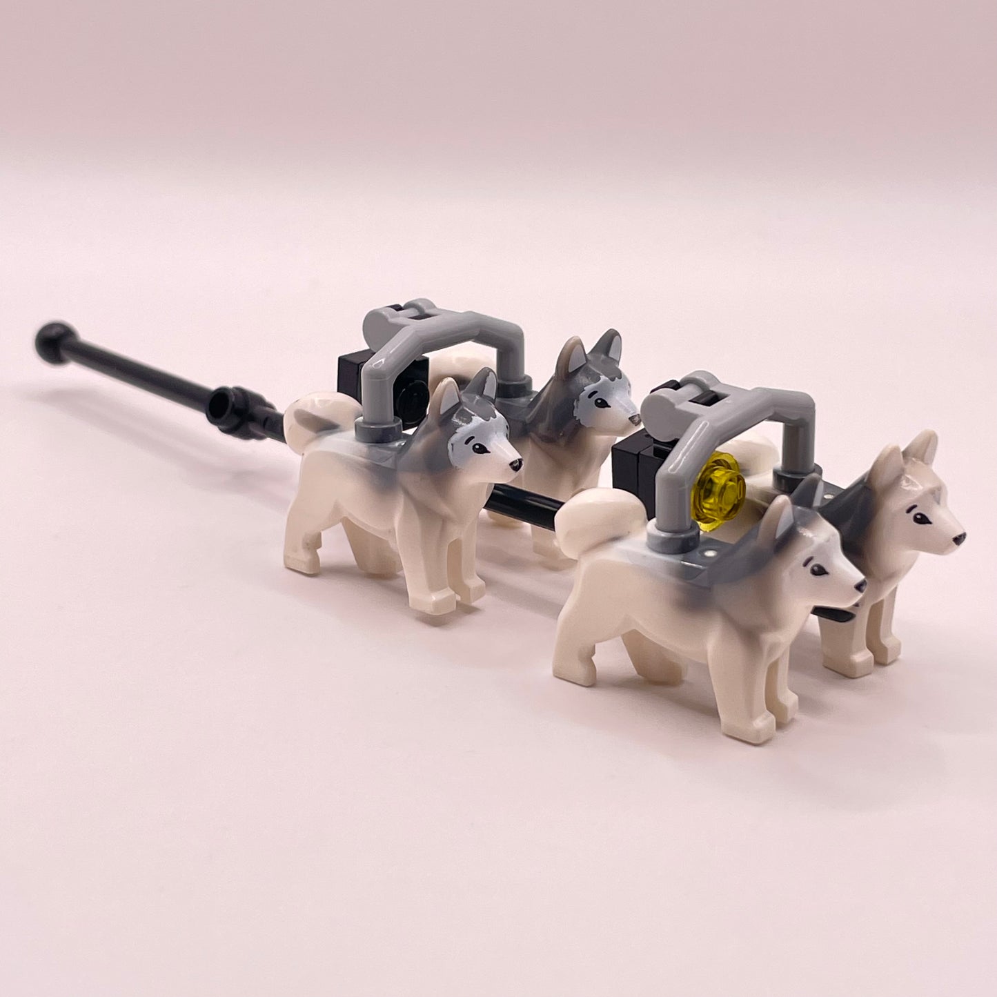 LEGO Husky Dogs, Sled Team, Marbled Light Bluish Grey, Brick Built, Winter Village, Christmas