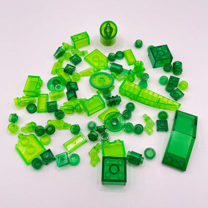 LEGO Green Transparent, Mixed Pieces, Approx. 25g