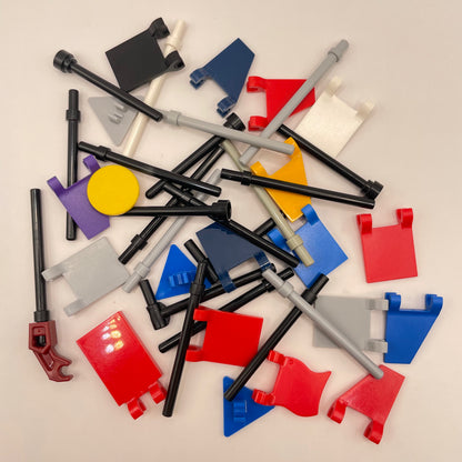 LEGO Plain Colourful Flags / Poles, 40 Pieces