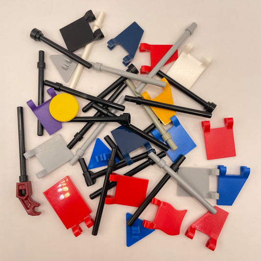 LEGO Plain Colourful Flags / Poles, 40 Pieces