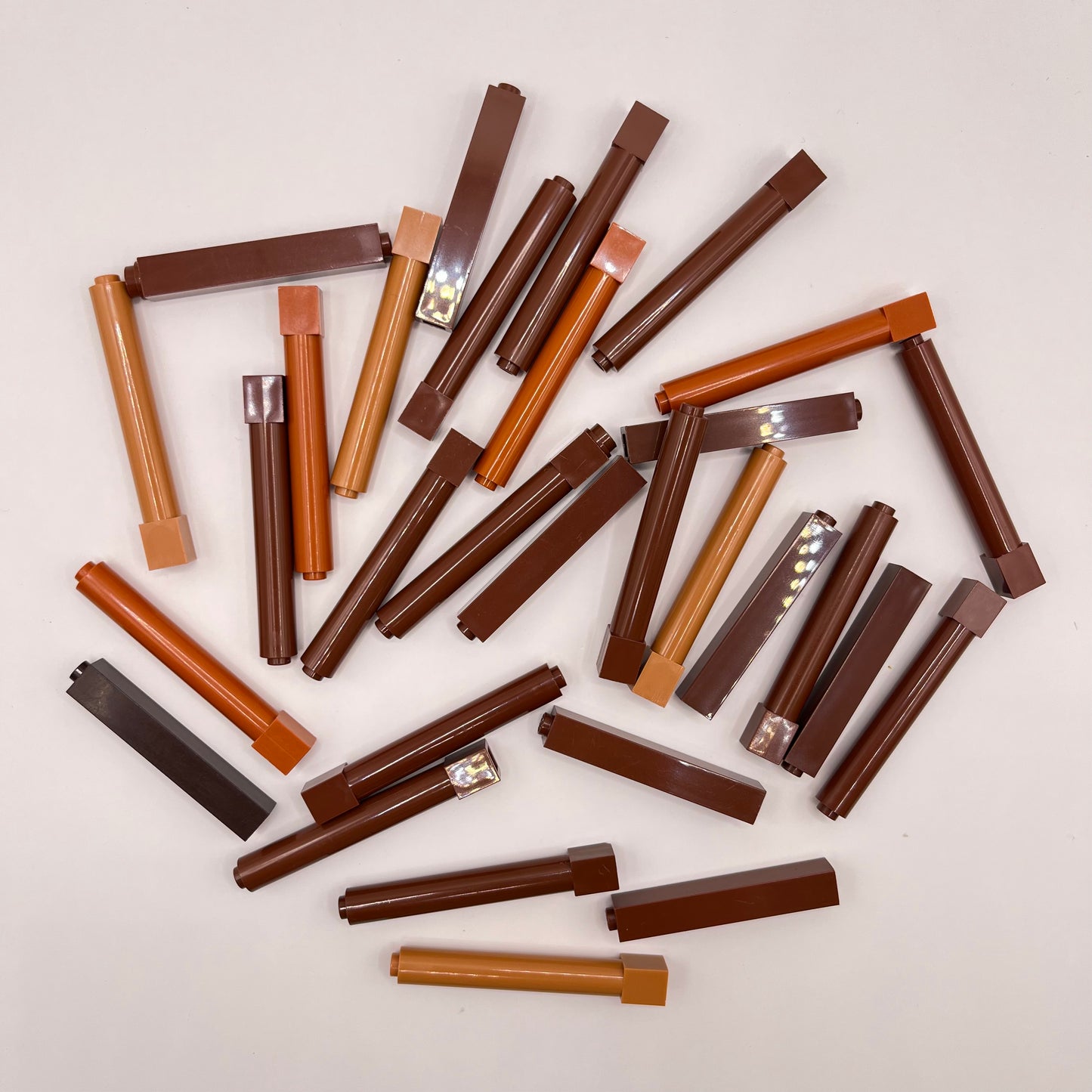 LEGO Pillars and Posts, Building Pieces, Mixed Brown, Approx. 60g