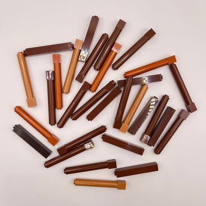 LEGO Pillars and Posts, Building Pieces, Mixed Brown, Approx. 60g