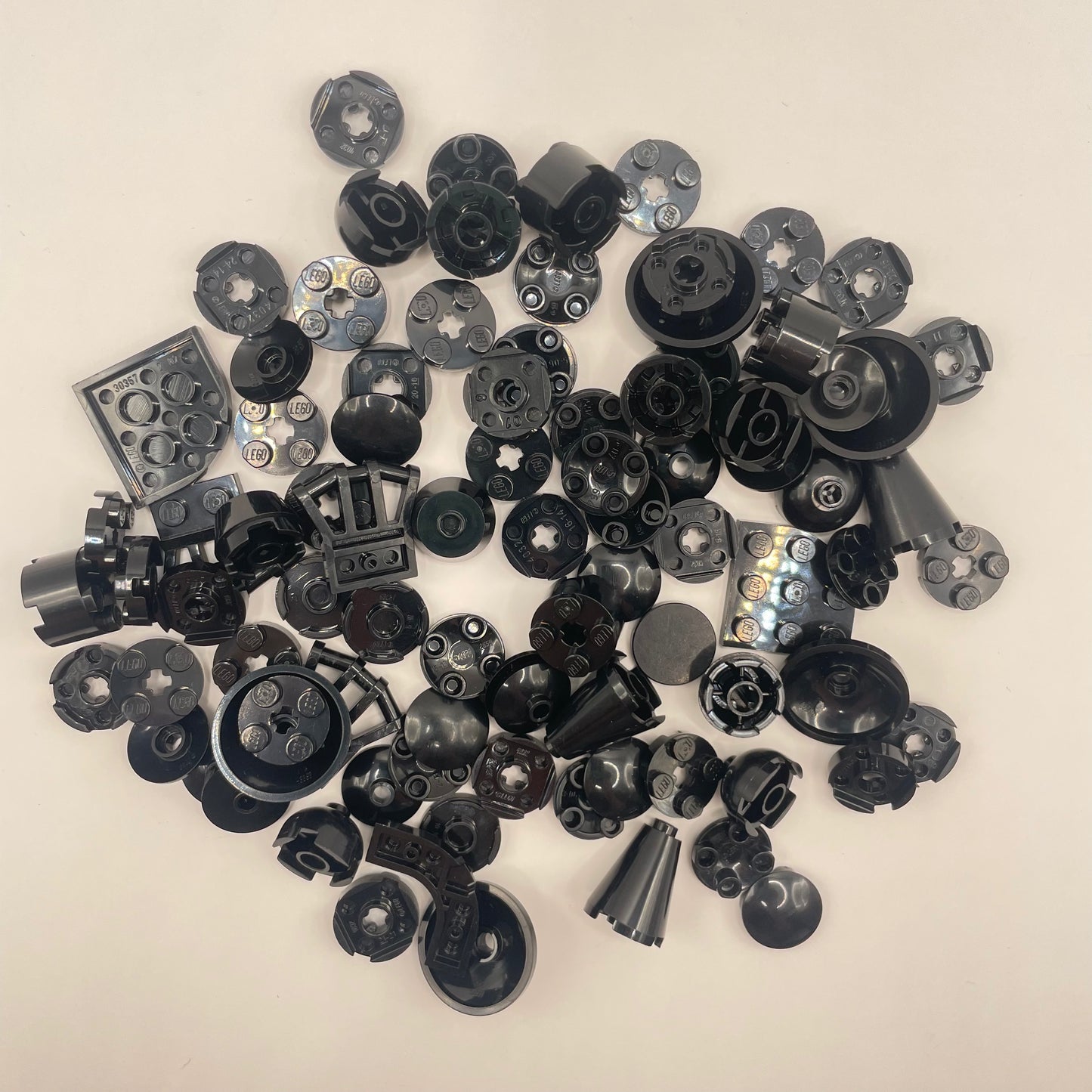 LEGO Round Pieces, Black, Approx. 50g