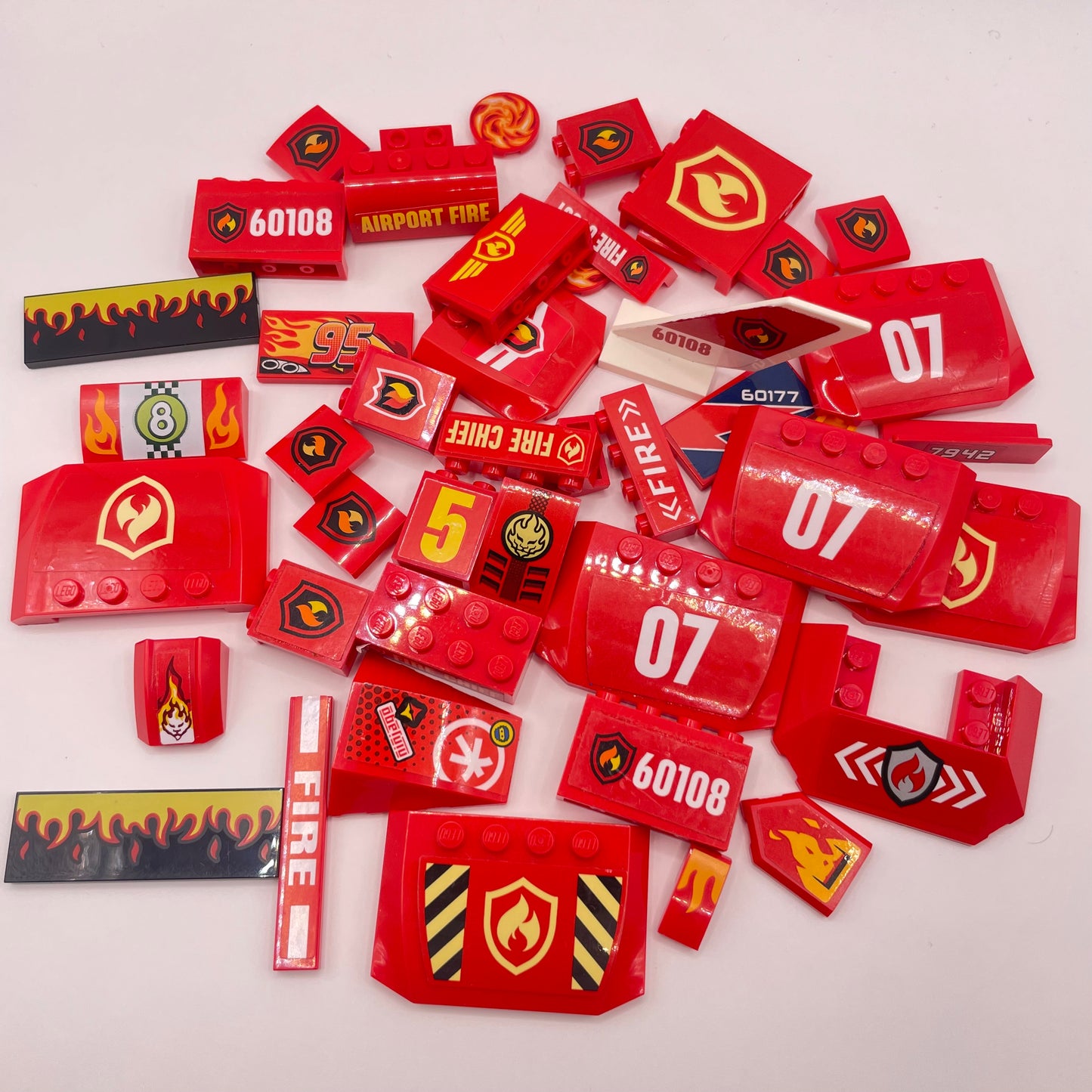 LEGO  Fire, Stickers/ Printed Pieces, Red, Approx. 65g