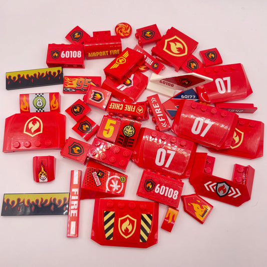 LEGO  Fire, Stickers/ Printed Pieces, Red, Approx. 65g