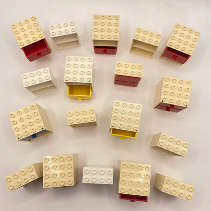 LEGO Vintage Cupboards, Mixed Colours, Building, Approx. 200g Marked, Yellowed