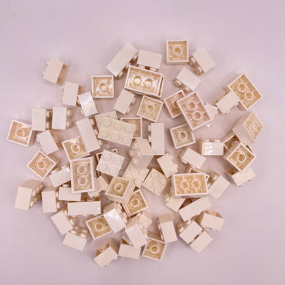 LEGO Bricks, Short, 2x Wide, White, Approx. 100g