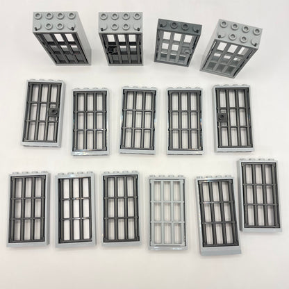 LEGO Jail Doors, Light Bluish Grey, Building, 15 Pieces