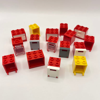 LEGO Cupboards, Drawers, Building, Red and Yellow, 15 Pieces
