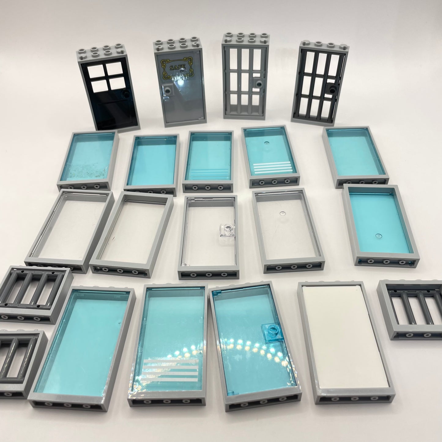 LEGO Doors and Windows, Light Bluish Grey, Building, Approx. 130g