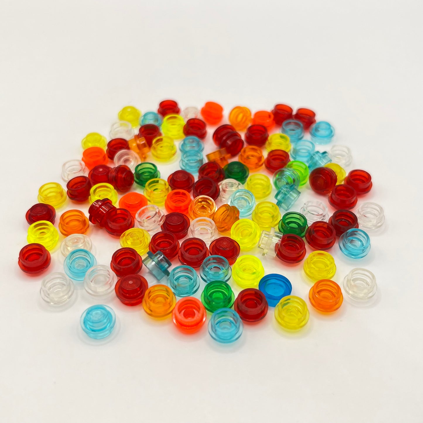 LEGO Mixed Colours, Transparent, 1x1 Round, (100 Pieces)