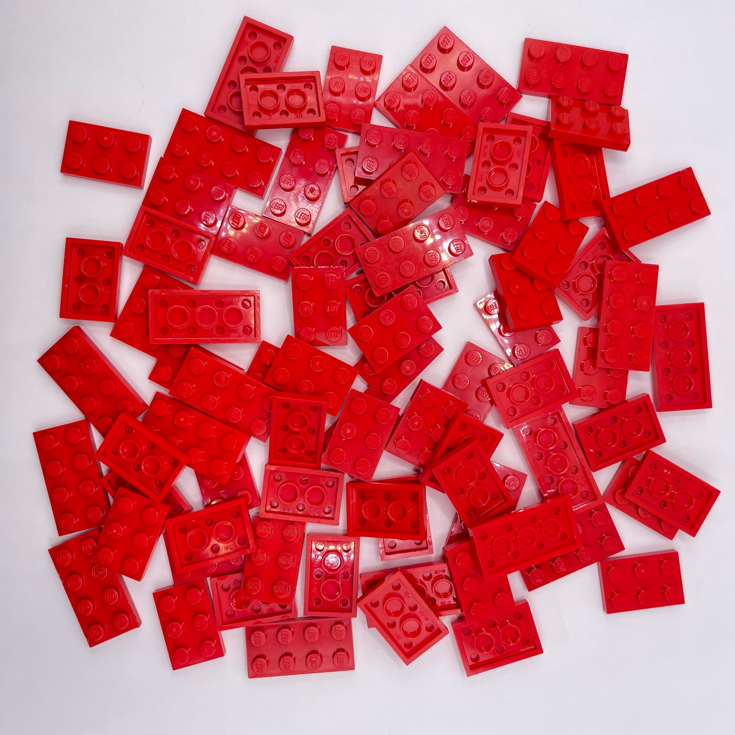 LEGO Plates, 2x Medium, Red, Approx. 75g