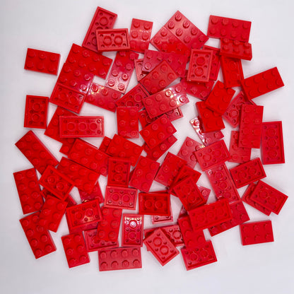 LEGO Plates, 2x Medium, Red, Approx. 75g