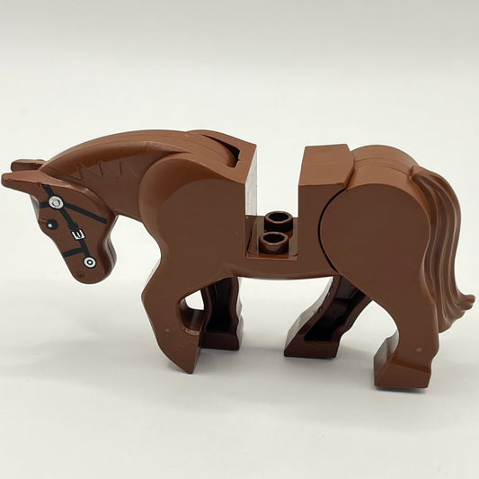 LEGO Reddish Brown Horse, Movable Head, Animal, Castle, Knight