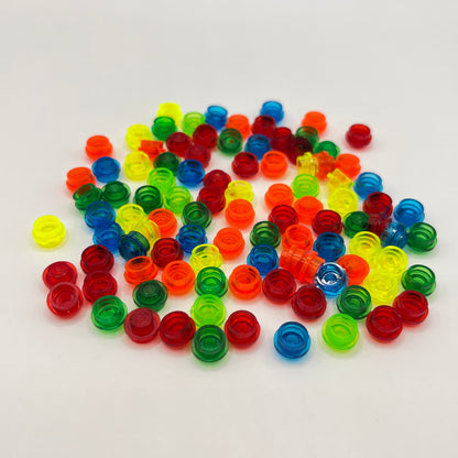 LEGO Mixed Vibrant Colours, Transparent, 1x1 Round, (100 Pieces)