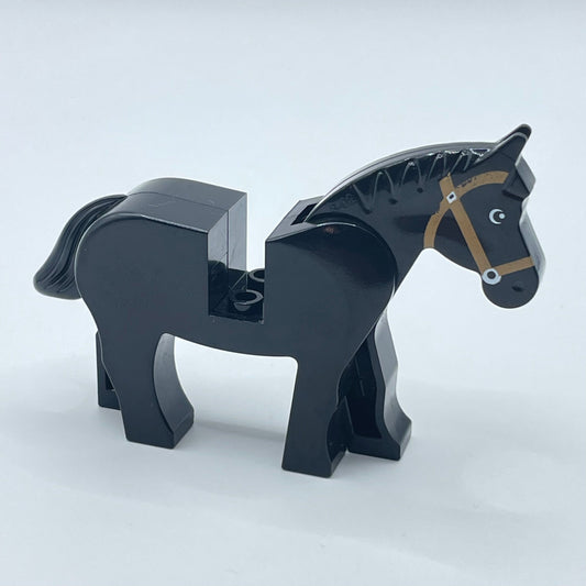LEGO Black Horse with Black and White Eyes, Animal, Castle, Knight