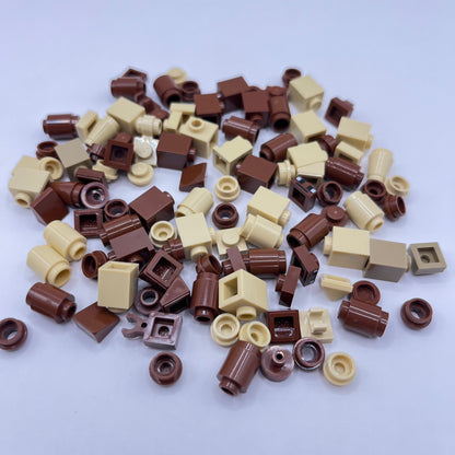 LEGO Greebling, 1x1, Mixed Brown, 100 Pieces