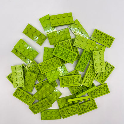 LEGO Plates, 2x4, Lime, 40 Pieces