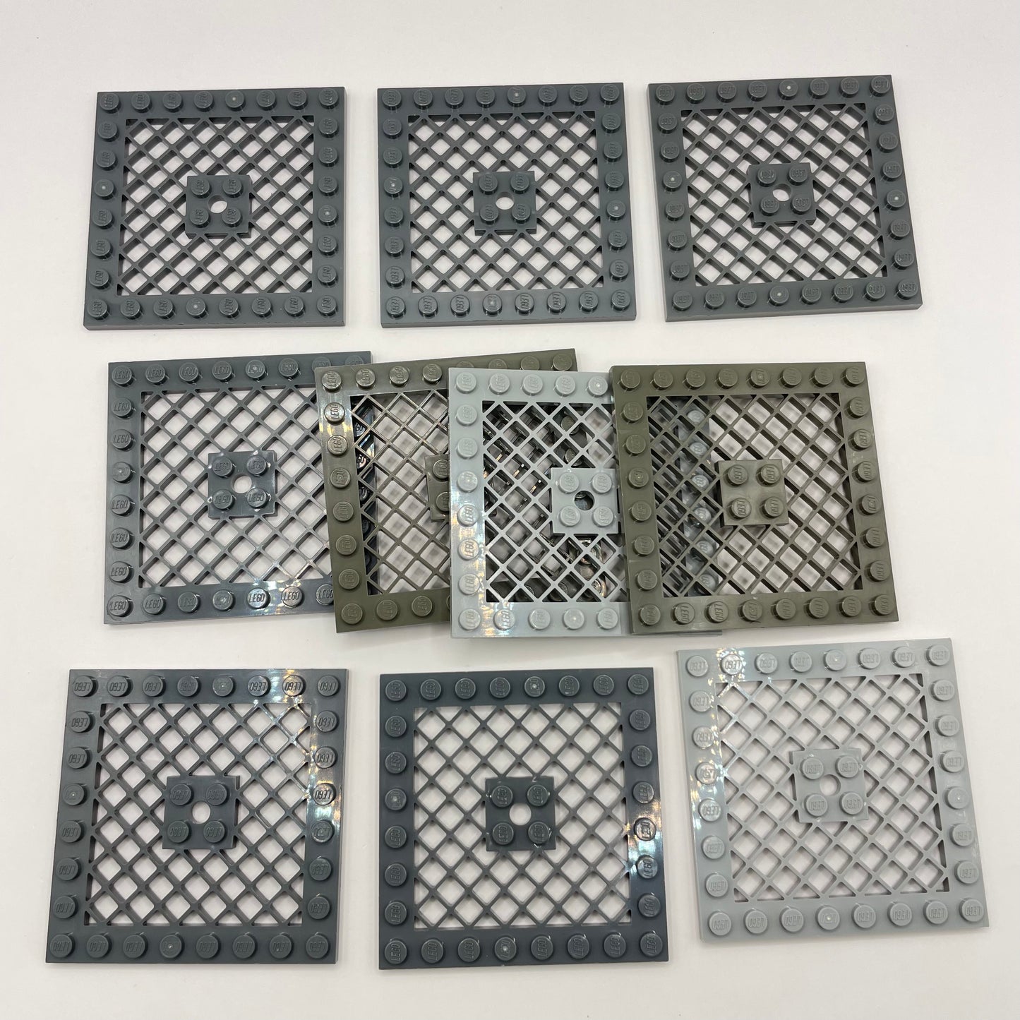 LEGO Grills Plates 8x8, Mixed Grey, 10 Pieces