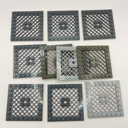 LEGO Grills Plates 8x8, Mixed Grey, 10 Pieces