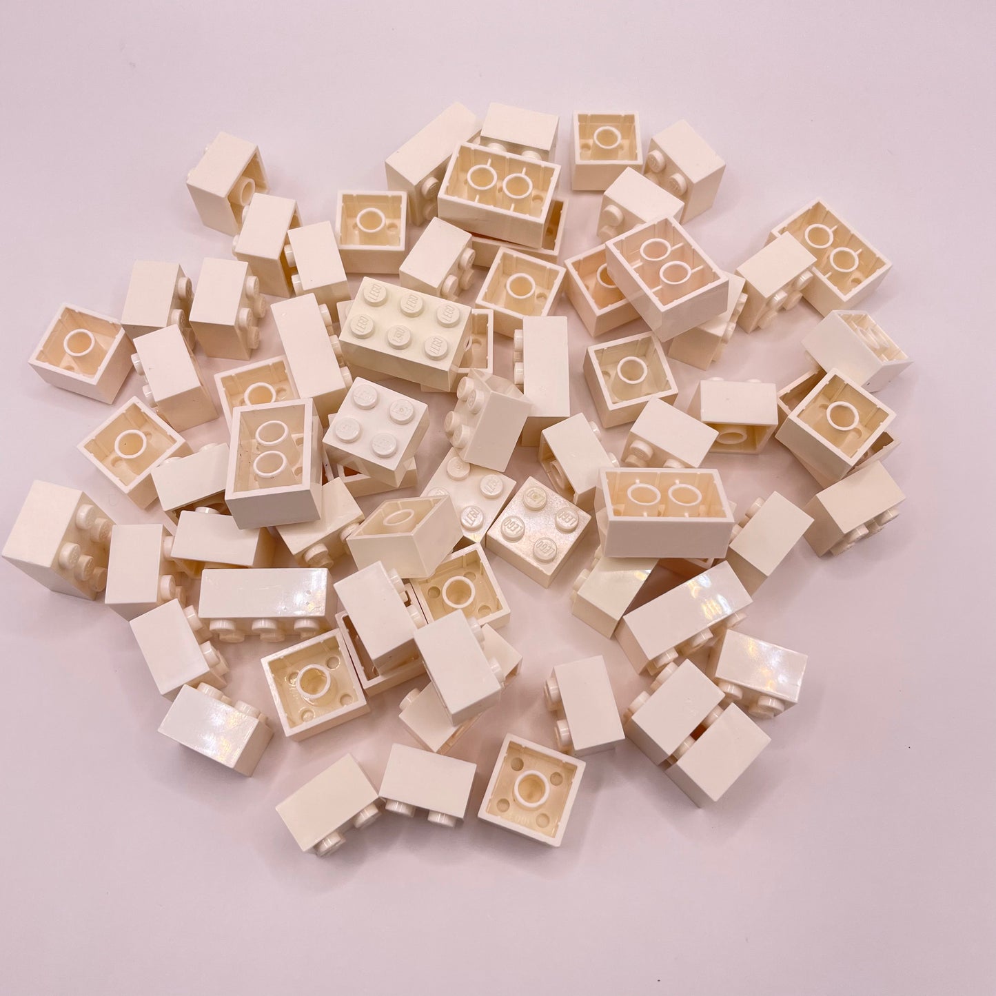 LEGO Bricks, Short, 2x Wide, White, Approx. 100g