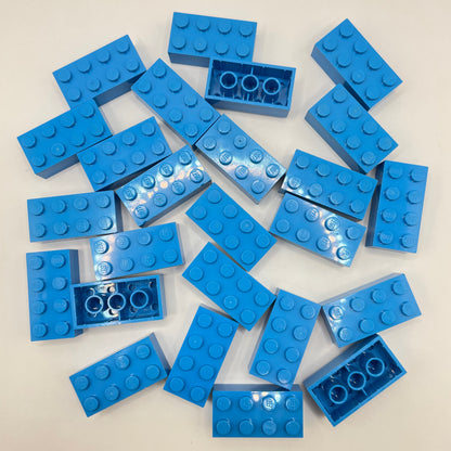 LEGO 2 x 4 Bricks, Medium Blue, 25 Pieces