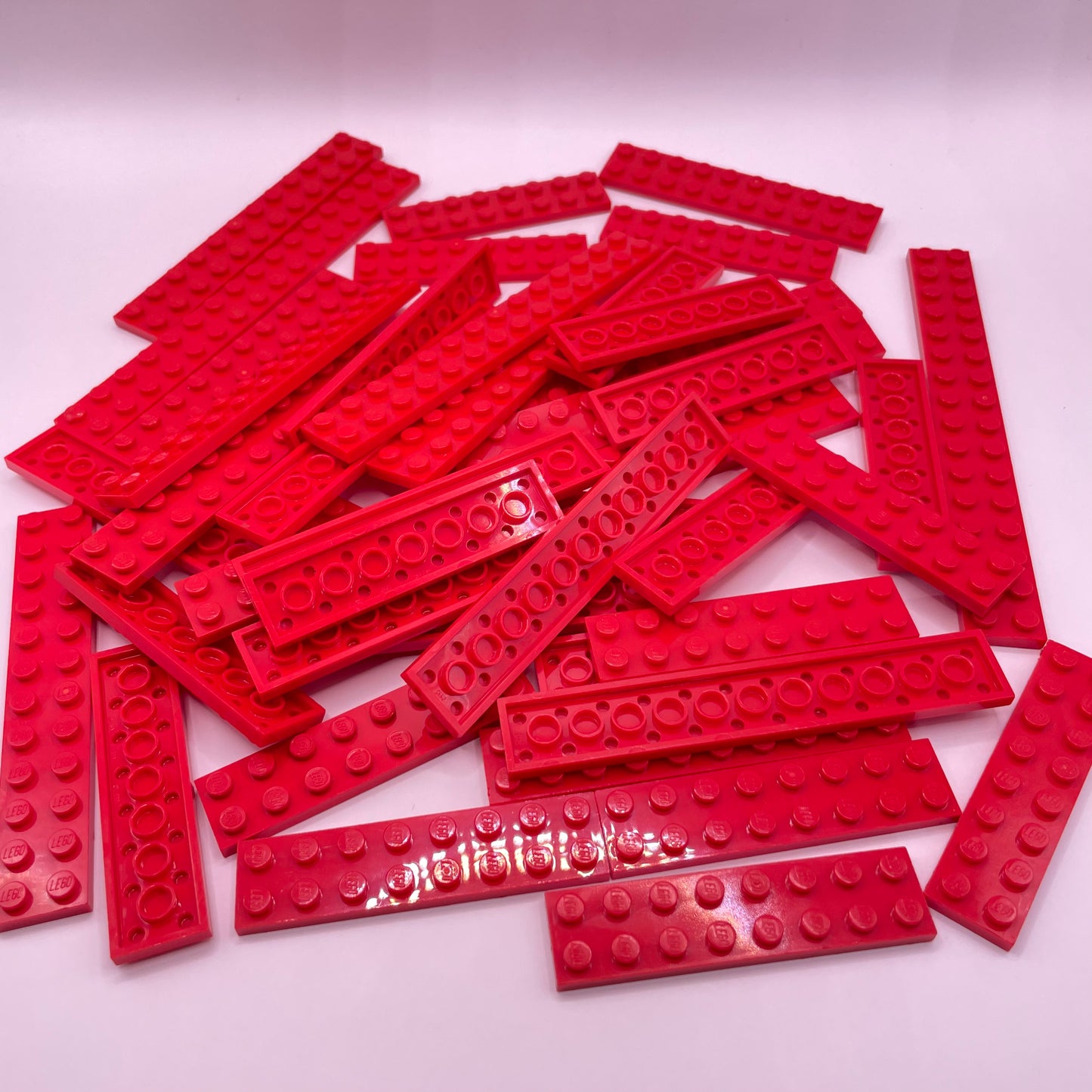 LEGO 2x Long, Plates,  Red, Approx. 120g