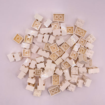 LEGO Bricks, Short, 2x Wide, White, Approx. 100g
