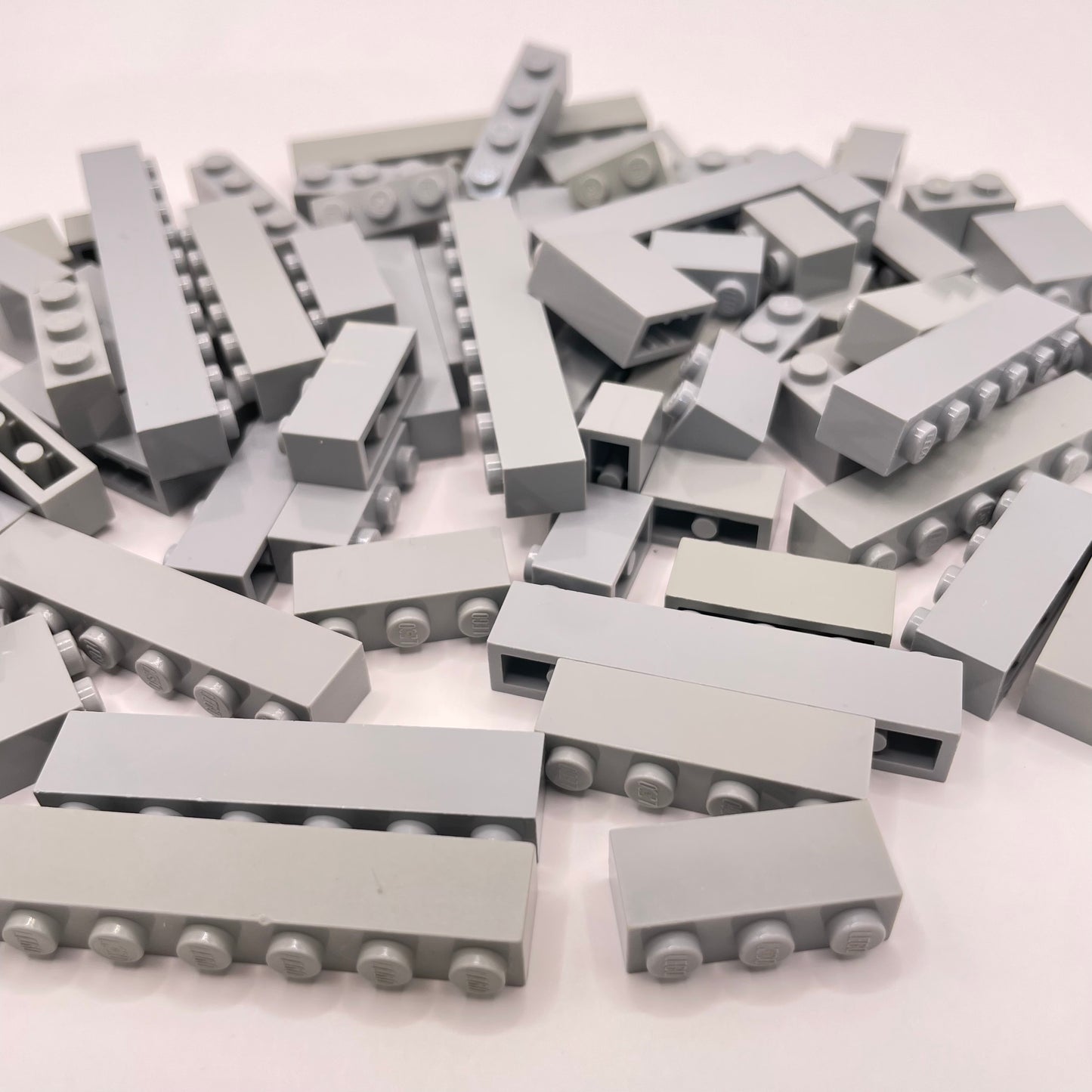 LEGO Bricks 1x Wide, Light Bluish Grey, Approx. 100g