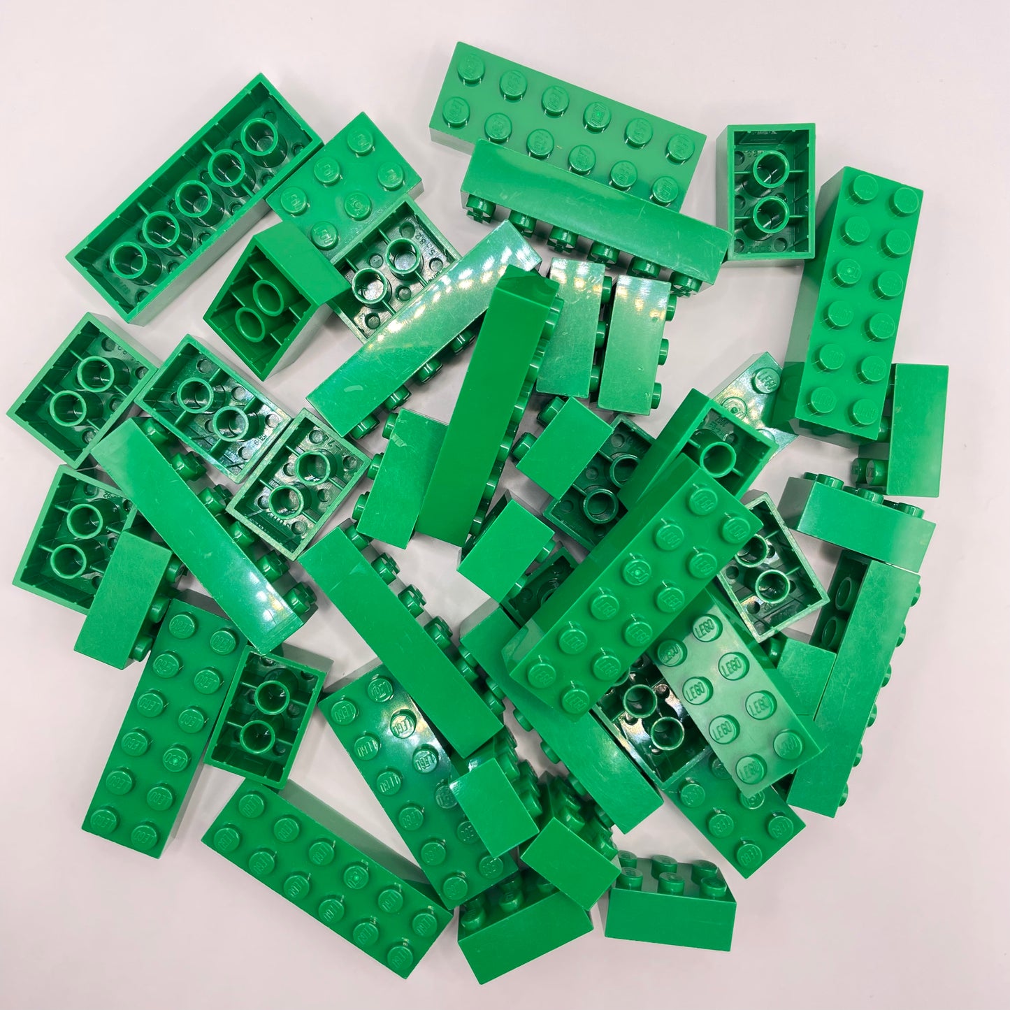 LEGO Bricks, 2x Wide, Green,  Approx. 100g