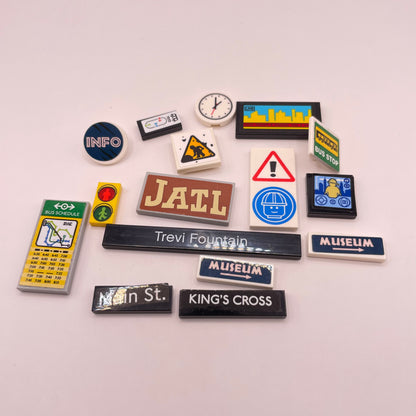 LEGO Prints and Stickers, Street Signs, Tiles, Mixed Colours, 15,Pieces