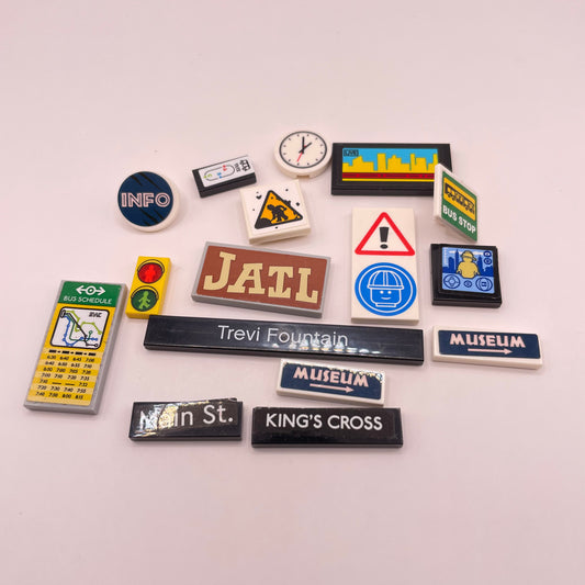LEGO Prints and Stickers, Street Signs, Tiles, Mixed Colours, 15,Pieces
