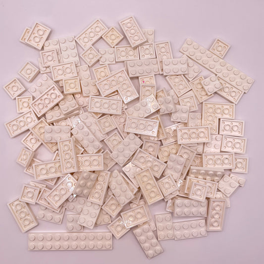 LEGO Mixed Plates, 2x Wide, White, Approx. 130g