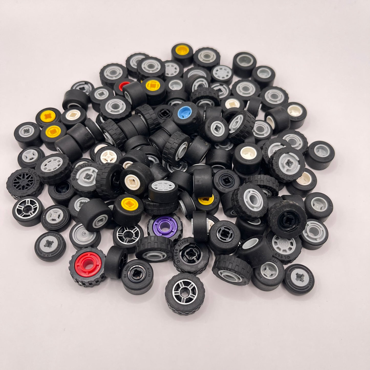 LEGO Small Mixed Wheels, Mixed Colours, Vehicle Pieces, Approx. 130g