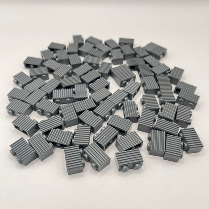LEGO Grille/Fluted Textured Bricks, Dark Bluish Grey, 75 Pieces (2877)