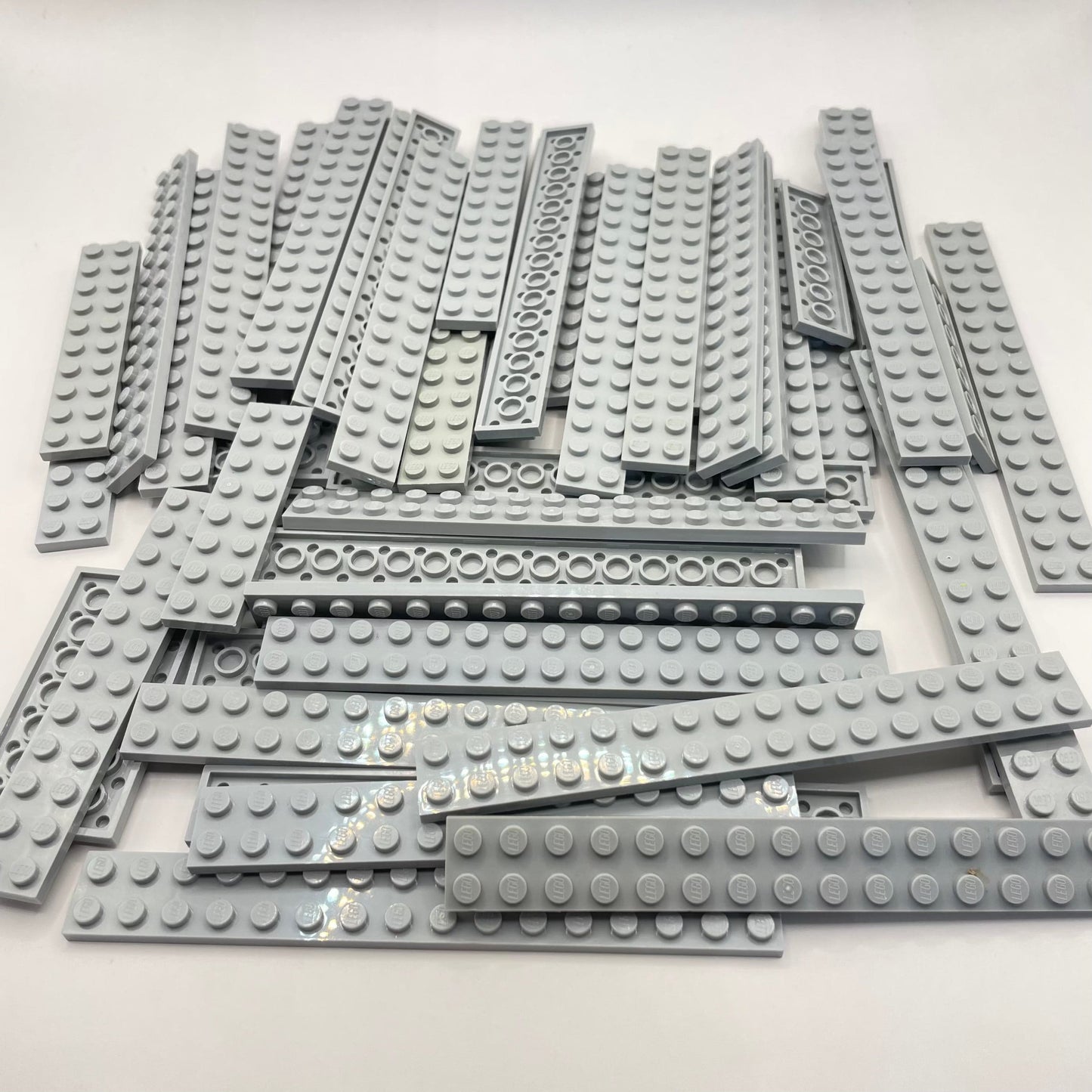LEGO Long Plates 2x Wide, Light Bluish Grey, Approx. 210g