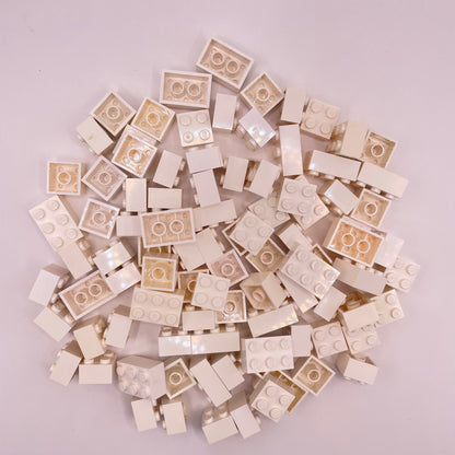 LEGO Bricks, Short, 2x Wide, White, Approx. 135g