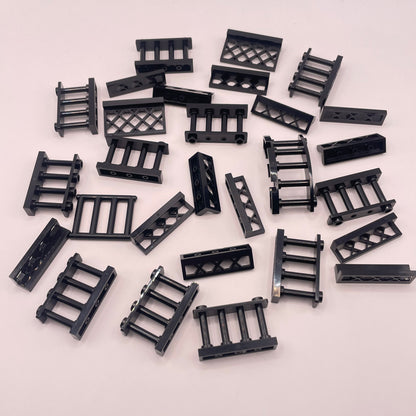 LEGO Rails And Fences, Building Pieces, Black, 25 Pieces