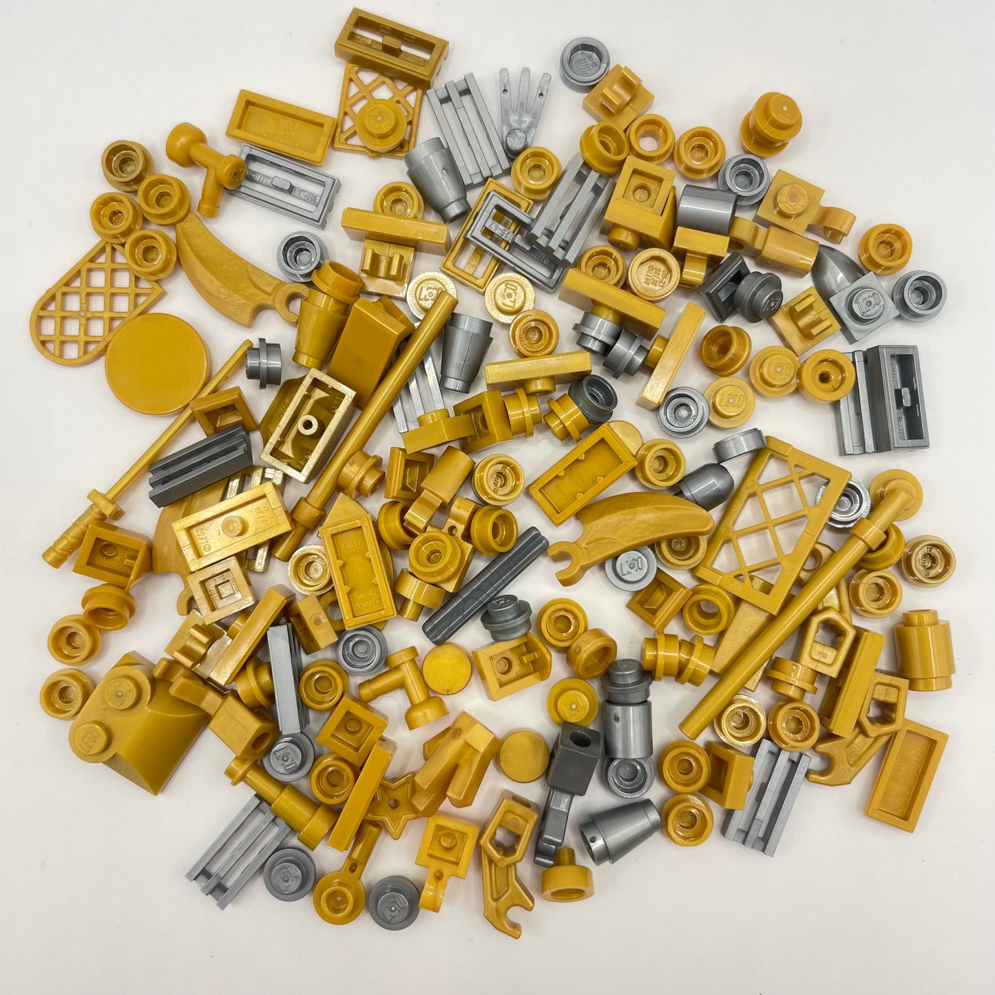 LEGO Mixed Pieces, Pearl Gold and Flat Silver, 200 Pieces