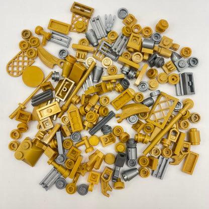 LEGO Mixed Pieces, Pearl Gold and Flat Silver, 200 Pieces