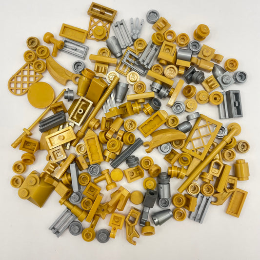 LEGO Mixed Pieces, Pearl Gold and Flat Silver, 200 Pieces