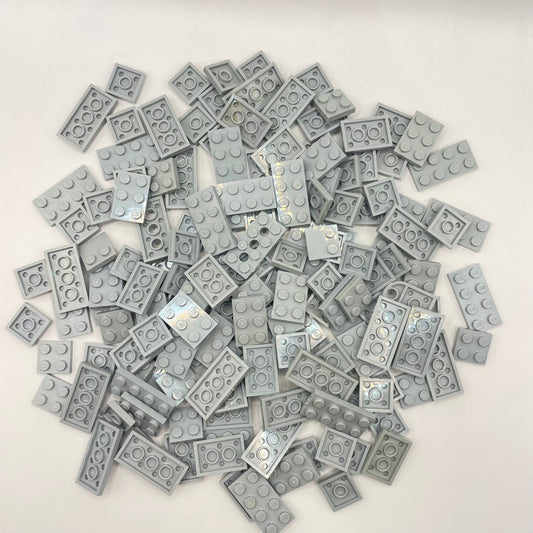 LEGO Small Plates 2x Wide, Light Bluish Grey, Approx. 120g