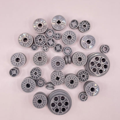 LEGO Wheel Hubs, Light Bluish Grey, Vehicle Pieces, Approx. 45g