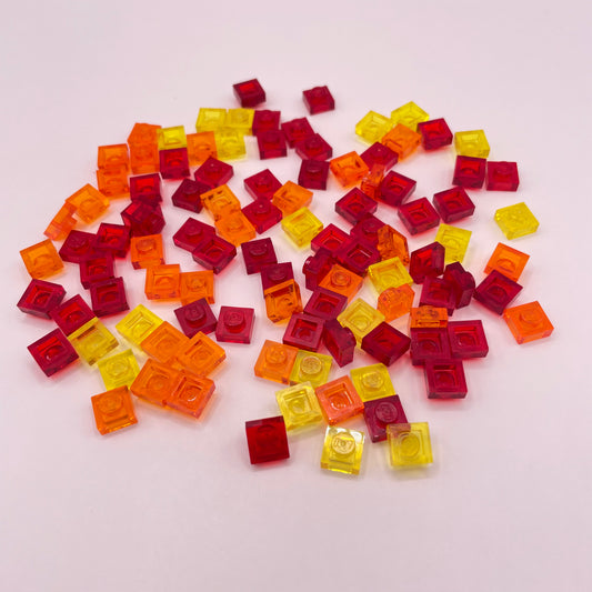 LEGO Plates Square 1x1, Transparent, Sunset, 100 Pieces