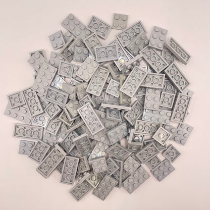 LEGO  Plates, 2x Wide, Light Bluish Grey, Approx. 110g