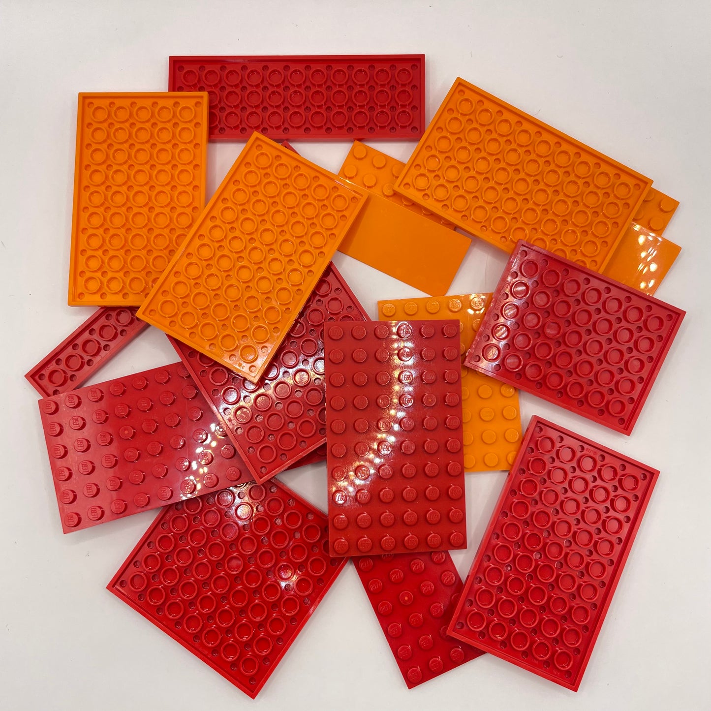LEGO Plates, Orange and Red, Approx. 100g