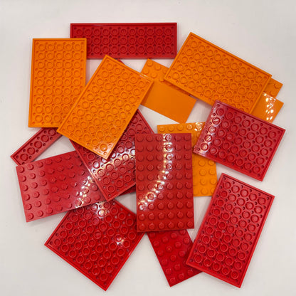 LEGO Plates, Orange and Red, Approx. 100g
